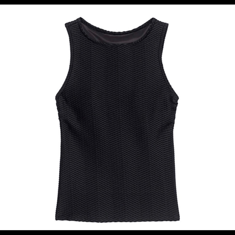 Texture High Neck Modest Tankini Top Swimsuit